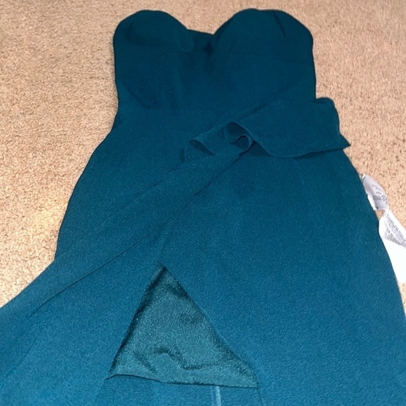 Dress the Population Kai Bustier Asymmetrical Ruffle Drape Gown Pine XS - Picture 8 of 13